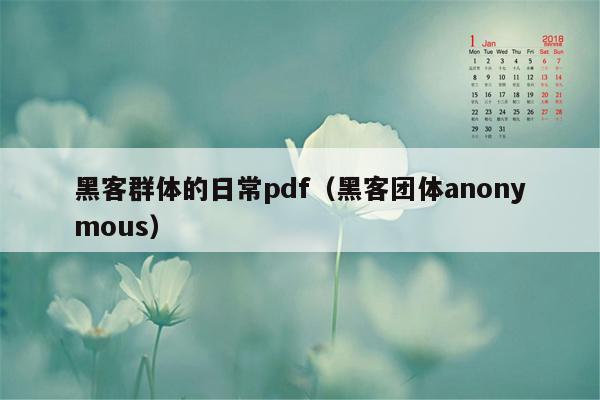 黑客群体的日常pdf（黑客团体anonymous）