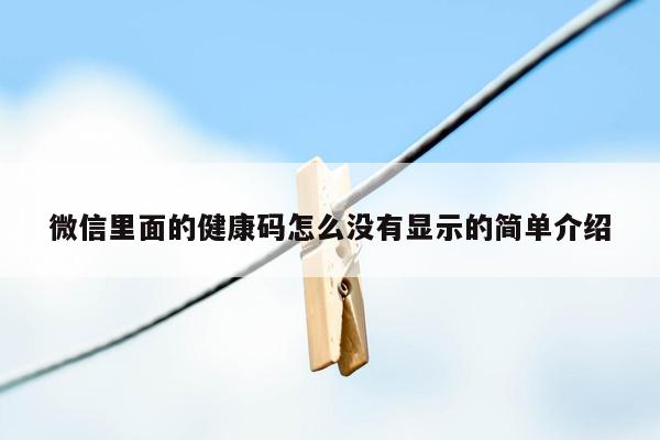 微信里面的健康码怎么没有显示的简单介绍