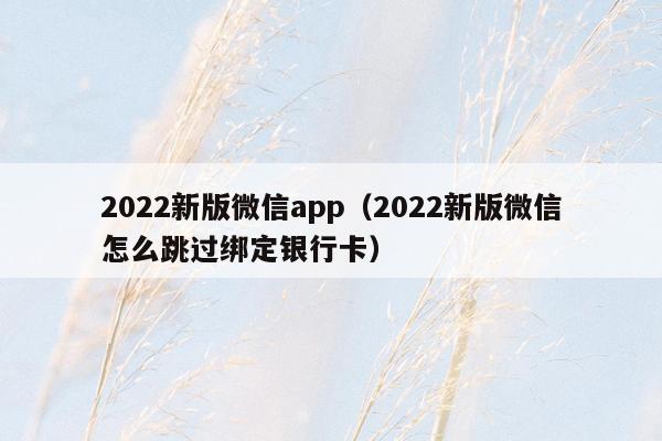 2022新版微信app（2022新版微信怎么跳过绑定银行卡）