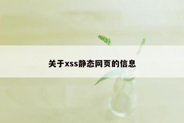 关于xss静态网页的信息