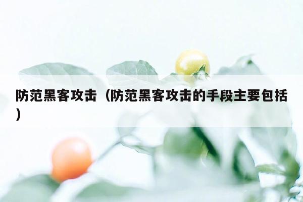 防范黑客攻击（防范黑客攻击的手段主要包括）