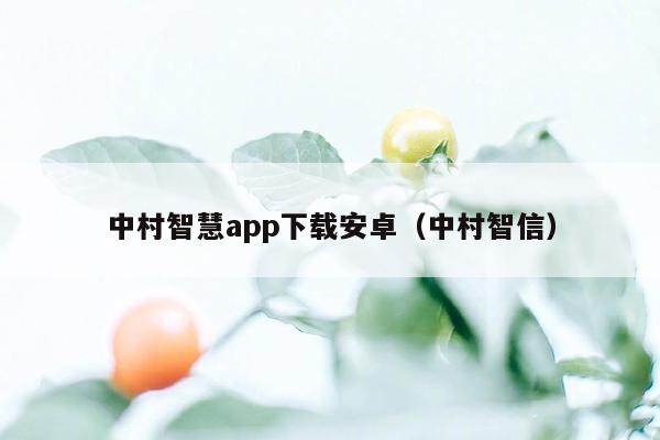 中村智慧app下载安卓（中村智信）