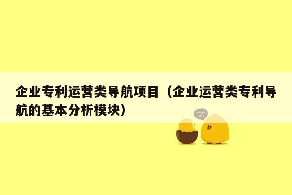 企业专利运营类导航项目（企业运营类专利导航的基本分析模块）