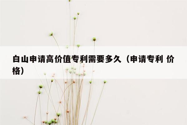 白山申请高价值专利需要多久（申请专利 价格）