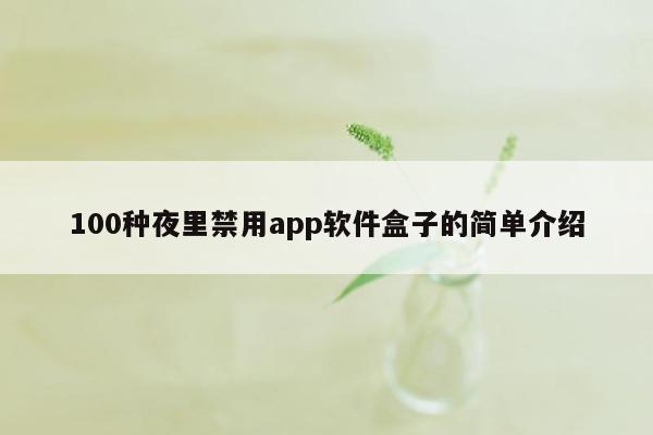 100种夜里禁用app软件盒子的简单介绍