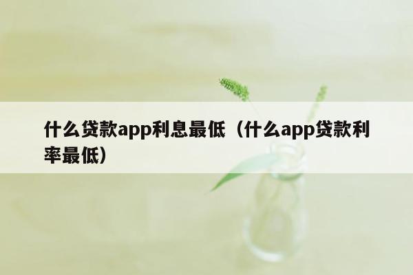 什么贷款app利息最低（什么app贷款利率最低）