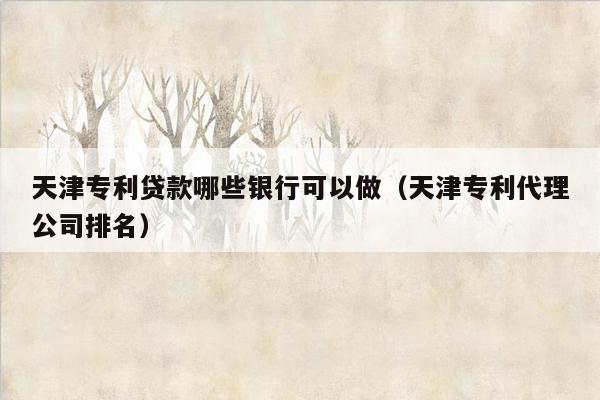 天津专利贷款哪些银行可以做（天津专利代理公司排名）