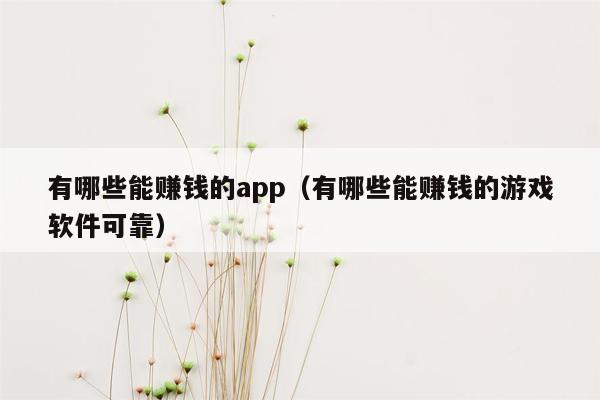 有哪些能赚钱的app（有哪些能赚钱的游戏软件可靠）