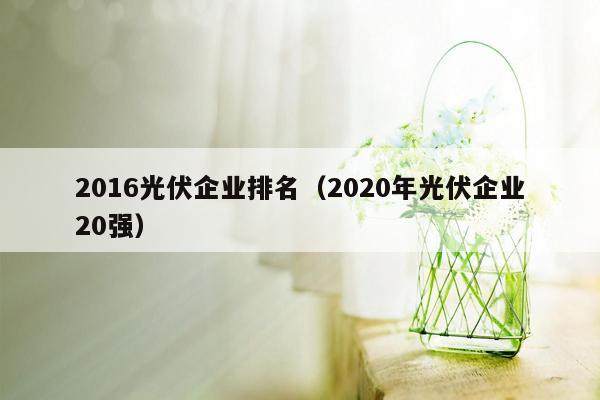 2016光伏企业排名（2020年光伏企业20强）