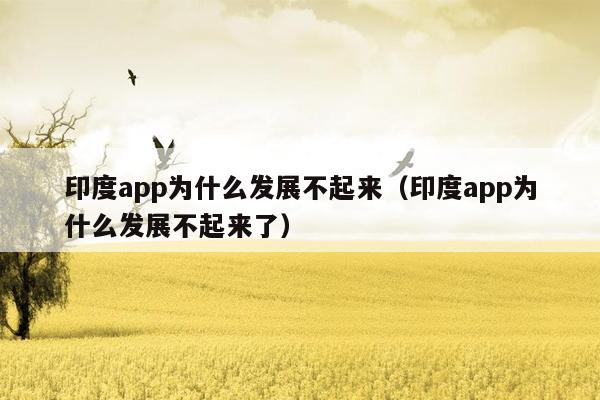 印度app为什么发展不起来（印度app为什么发展不起来了）