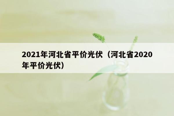 2021年河北省平价光伏（河北省2020年平价光伏）