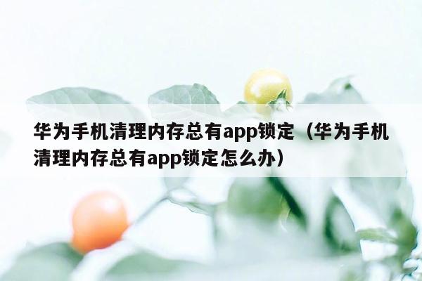 华为手机清理内存总有app锁定（华为手机清理内存总有app锁定怎么办）