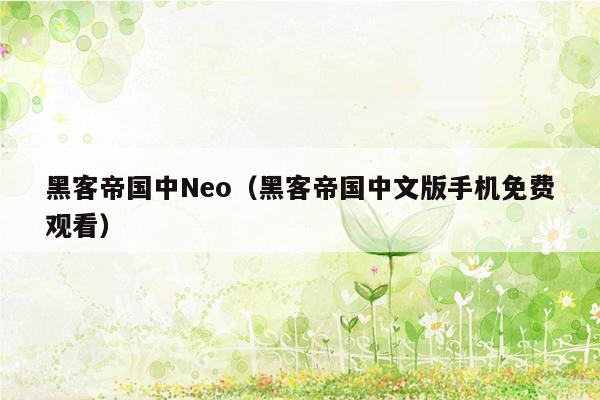 黑客帝国中Neo（黑客帝国中文版手机免费观看）