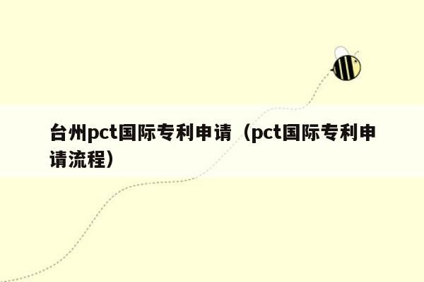 台州pct国际专利申请（pct国际专利申请流程）