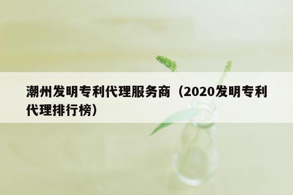 潮州发明专利代理服务商（2020发明专利代理排行榜）