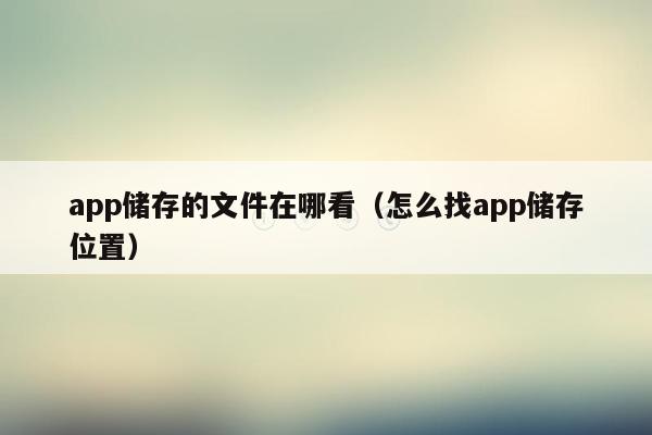 app储存的文件在哪看（怎么找app储存位置）